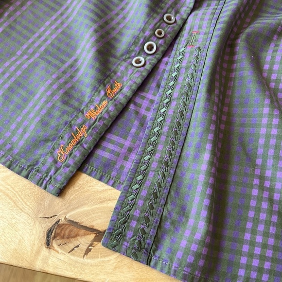 ROBERT GRAHAM SHIRT M CONTRAST CUFF COLLAR CHECK CASUAL LUXURY BOLD EMBROIDERED - Picture 8 of 13